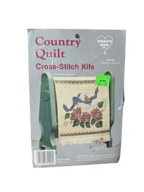 Country Quilt Cross Stitch Kit Goose Flowers Design Quilt Rack NOS Countrycore